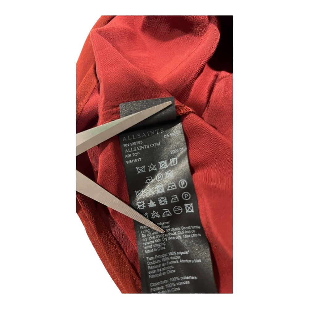 NWT AllSaints Abi Rust Asymmetric Drape Sleeveless Top Blouse Size 2 - Picture 5 of 16
